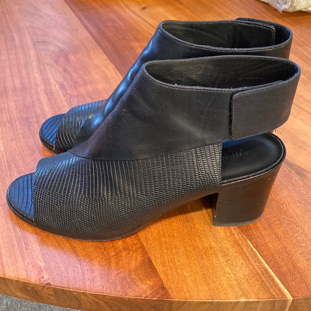 Vince black open toe booties – like new